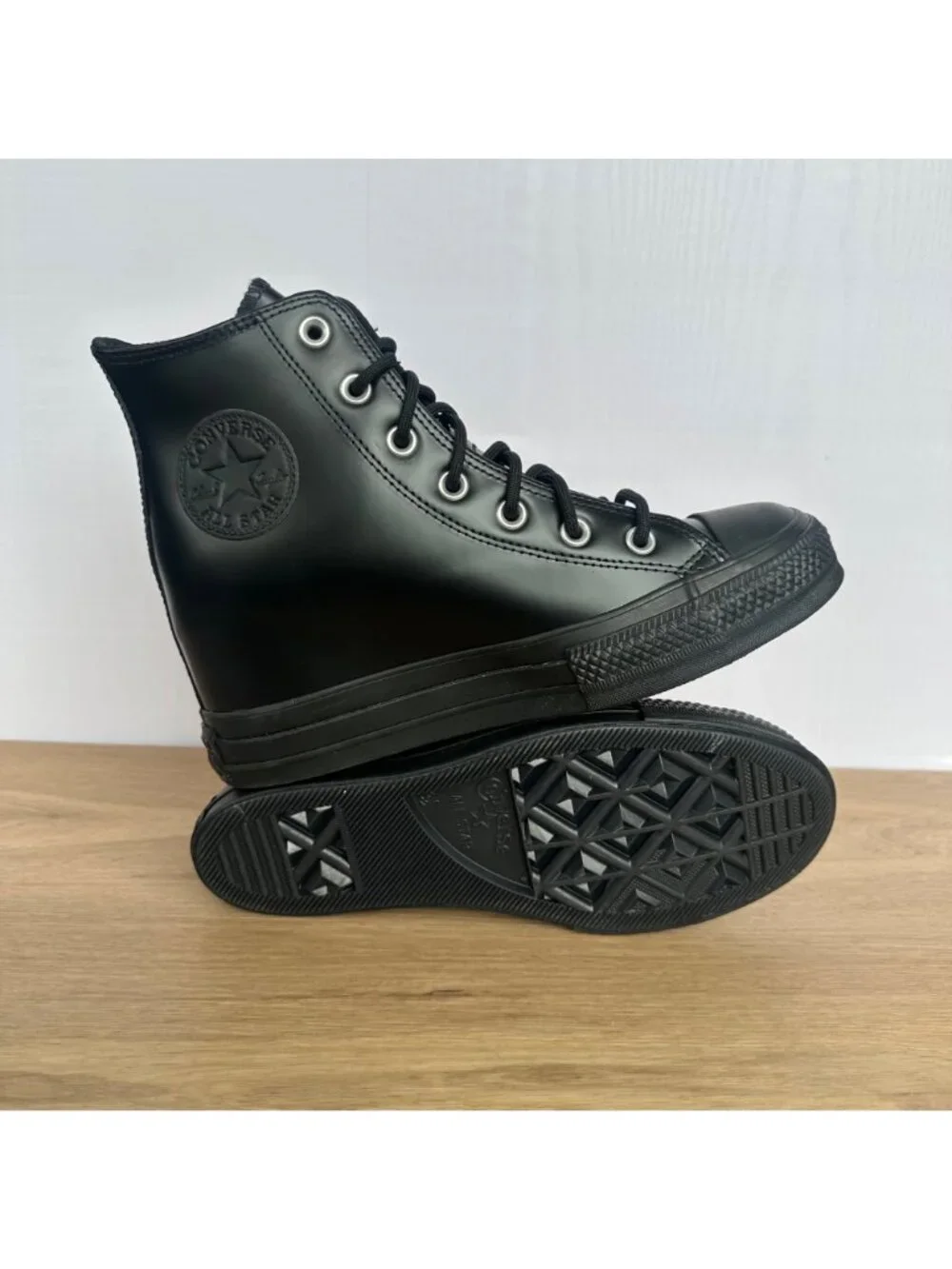 ✨Converse Chuck Taylor Wedge Platform Leather Sz 6.5 Women's Shoes Black A12827C